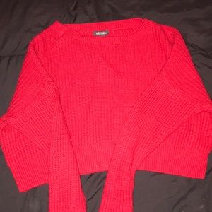 Crop Knitted red top long sleeve